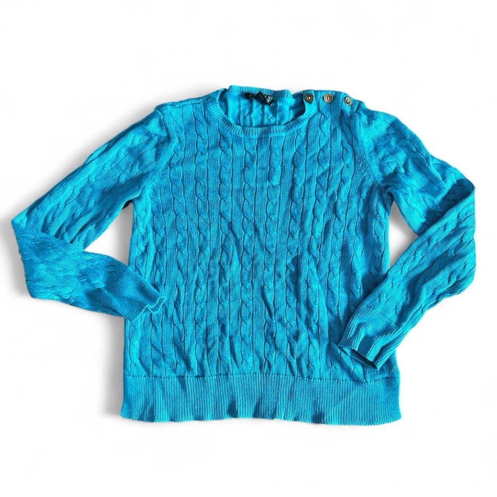 Lauren Ralph Lauren by Polo Blue cable knit cotton/viscose fine sweater